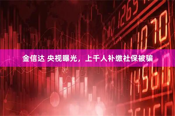 金信达 央视曝光，上千人补缴社保被骗